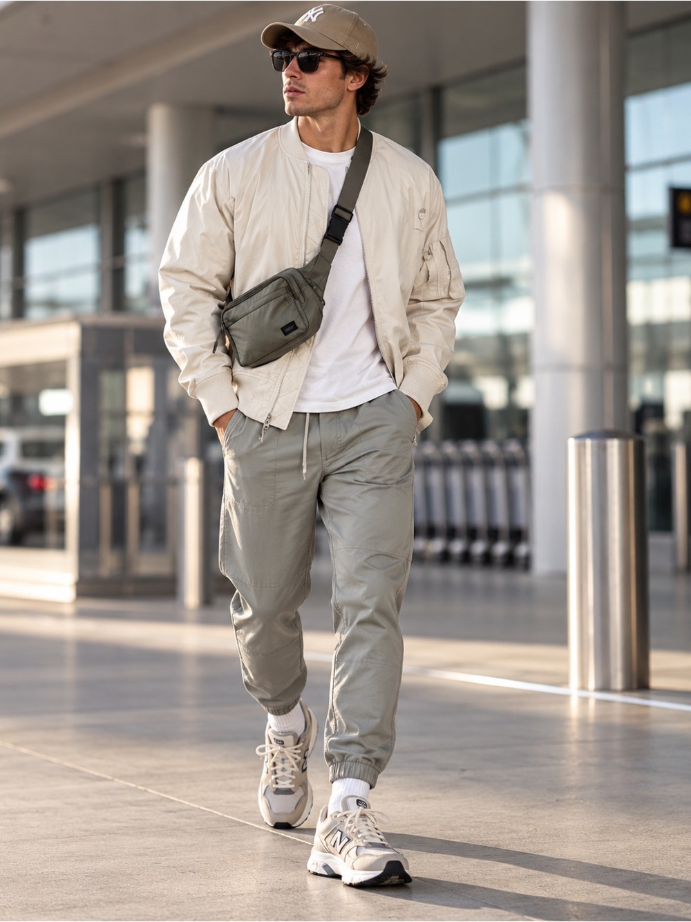 STAMPD Mens Unisex Off White Beige Bomber Jacket